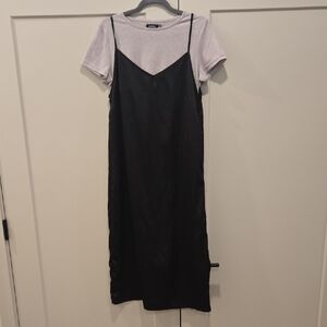 Boohoo Black Layered Midi Dress